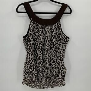 Studio Y Womens XL Top Sleeveless Smocked Tie Abstract Animal Print Y2K Mob Wife